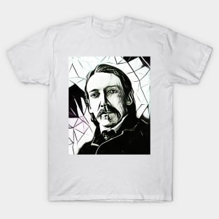 Robert Louis Stevenson Black and White Portrait | Robert Louis Stevenson Artwork 7 T-Shirt